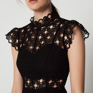 Sandro LACE INSERT DRESS WITH HIGH NECK
